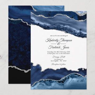 Invitación Boda de Navy y Agata Plateada