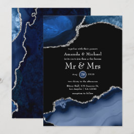 Invitación Boda de Navy y Agata Plateada