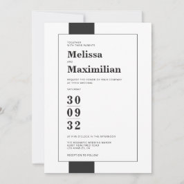Invitación Boda de negrita minimalista simple y blanco