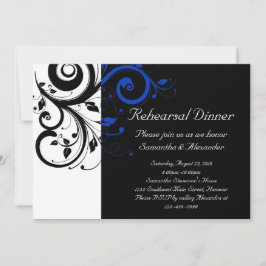 Invitación Boda de negritas negrita azul negro/blanco/cobalto