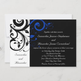 Invitación Boda de negritas negrita azul negro/blanco/cobalto