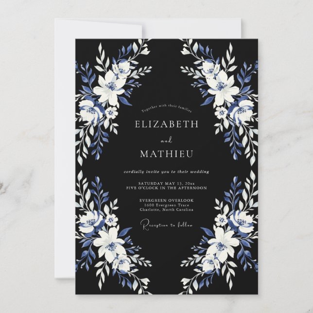 Invitación Boda de negro gótico de medianoche (Anverso)