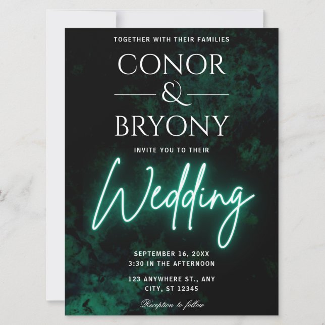 Invitación Boda de Neon Verde (Anverso)