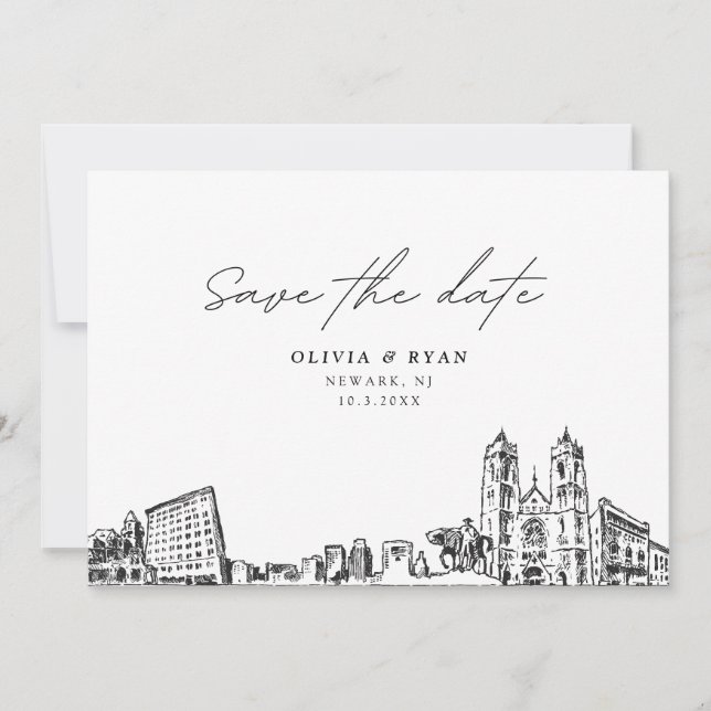 Invitación Boda de Newark NJ salva la fecha moderna (Anverso)