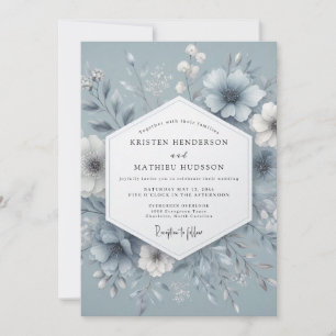 Invitación Boda de niebla azul de pizarra en flor