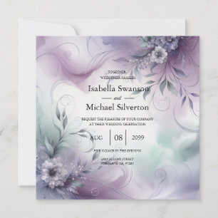 Invitación Boda de Niebla de Lavanda y Susurros de Acuarela