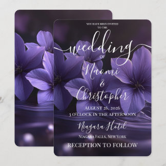 Invitación Boda de niebla líquida de flores púrpura personali