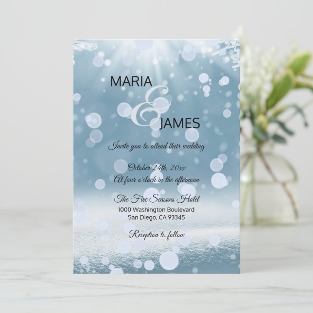 Invitación Boda de nieve de invierno (Anverso de pie)