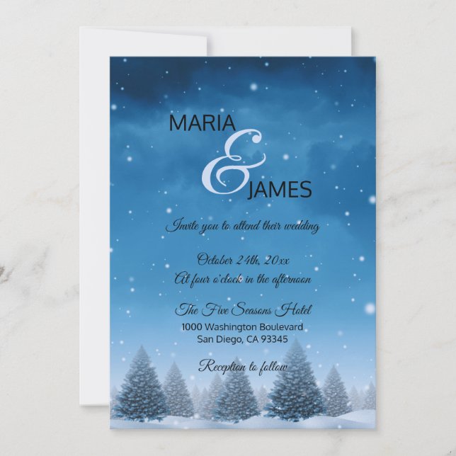 Invitación Boda de nieve de invierno (Anverso)