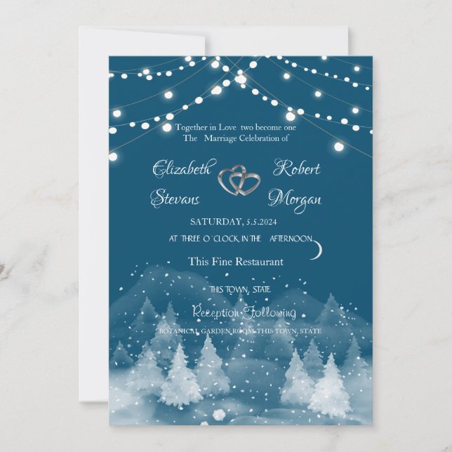 Invitación Boda de Nieve de Paisaje Invierno (Anverso)