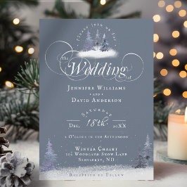 Invitación Boda de Nieve de Pino Azul Dusty Winter Wonderland