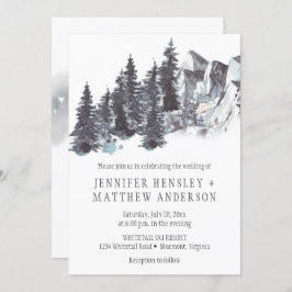 Invitación Boda de Nieve sobre los árboles de invierno de las