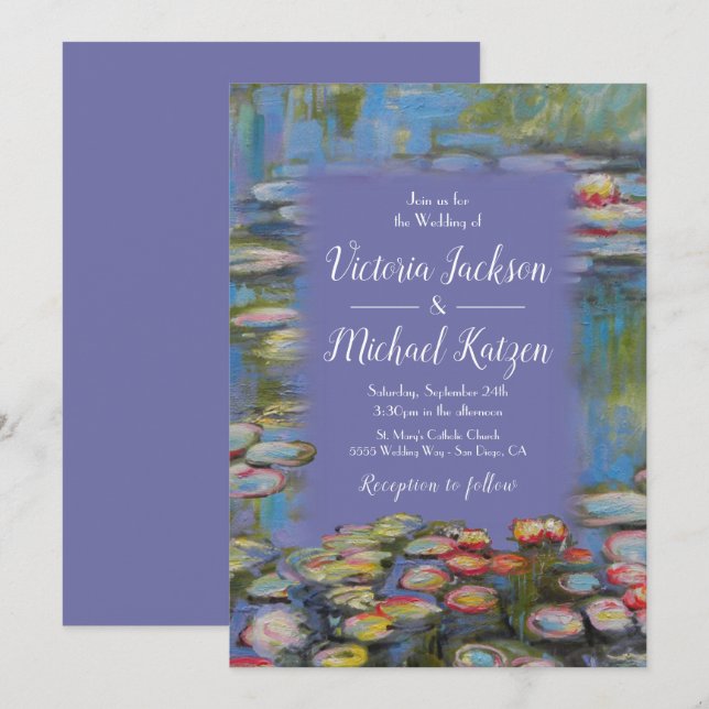Invitación Boda de Niñas de Agua Inspiradas en Monet (Anverso / Reverso)