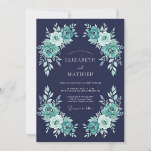 Invitación Boda de Noche Azul Marino Pulido