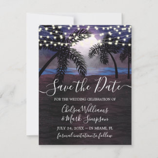 Invitación Boda de Noche de Verano en la Playa Guardar la Fec