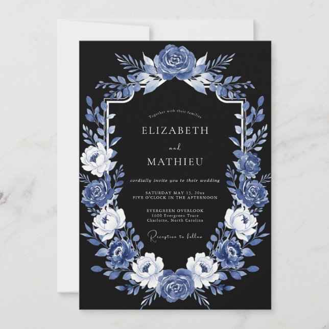 Invitación Boda de Noche Opulenta Índigo (Anverso)
