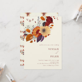 Invitación Boda de nombre inicial de flor silvestre de otoño