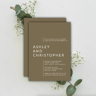 Invitación Boda de nombres aislados de color marrón minimalis