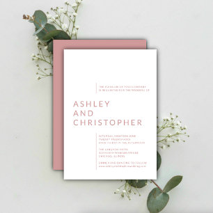 Invitación Boda de nombres aislados de Rosa polvoriento minim