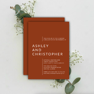 Invitación Boda de nombres aislados de terracota minimalista