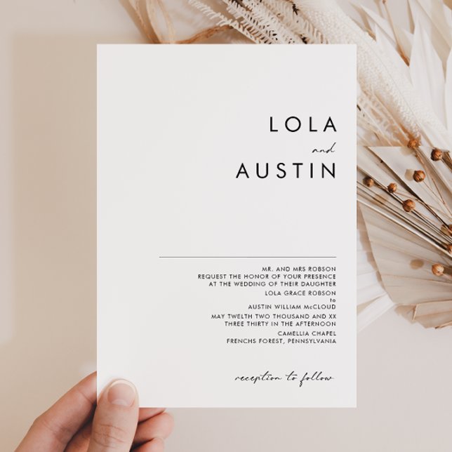 Invitación Boda de nombres completos tradicionales Minimalist (Subido por el creador)