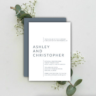 Invitación Boda de nombres con aislamiento de color azul turb