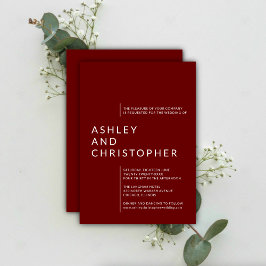 Invitación Boda de nombres minimalistas rojos aislados de rub