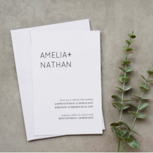 Invitación Boda de nombres modernos y minimalistas