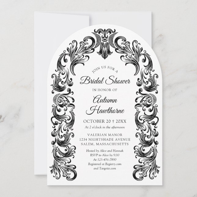 Invitación Boda de Novia Arco Gótico Barroco (Anverso)