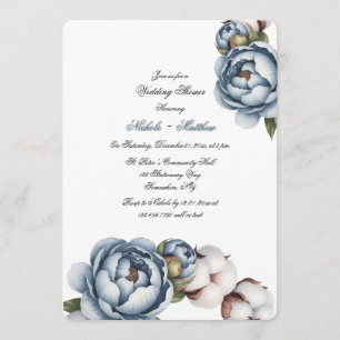 Invitación Boda de Novia con Peonía Azul Polvorienta y Algodó