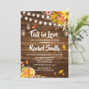 Invitación Boda de Novia Otoño Flores Calabaza