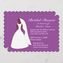 Invitación Boda de novia vestido con traje morado de ducha de