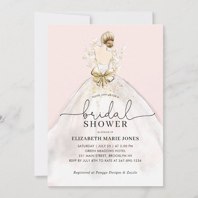 Invitación Boda de novia vestido vestido vestido vestido Flor (Anverso)