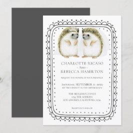 Invitación Boda de Novias Gays Lesbianas Hedgehog