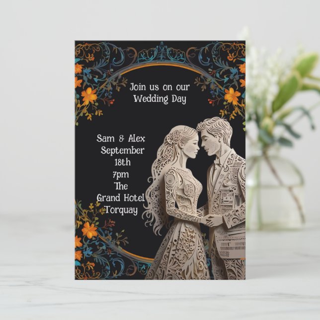 Invitación Boda de novias y novias personalizado (Anverso de pie)