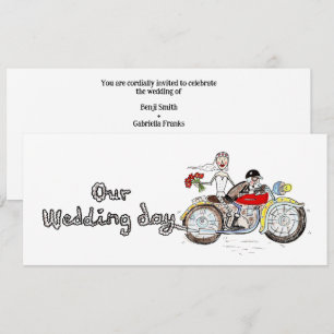 Invitación Boda de novios en moto