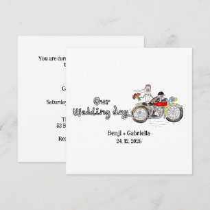 Invitación Boda de novios en moto