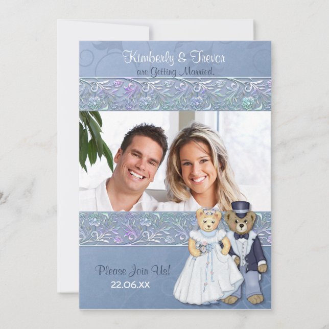 Invitación Boda de novios y novios de Groom Teddy Bears (Anverso)