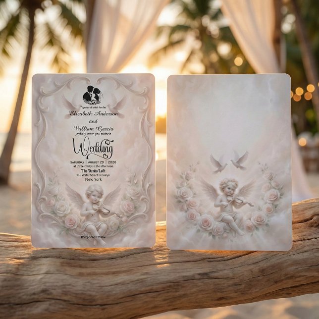 Invitación Boda de Nubes de Querubín Celestial Rococó Etéreo (Subido por el creador)