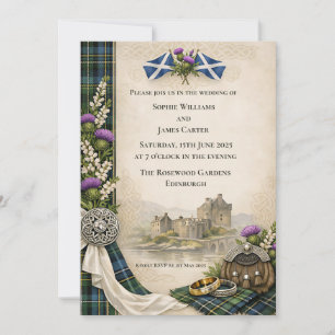 Invitación Boda de Nudo Celta Cardo Saltire Escocés I