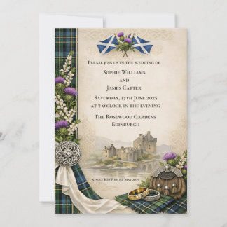 Invitación Boda de Nudo Celta Cardo Saltire Escocés I