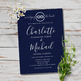 Invitación Boda de Nudo Náutico Azul Marino Script
