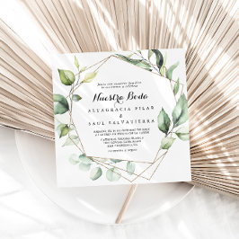 Invitación Boda de Nuestra Boda con un verde oro geométrico e