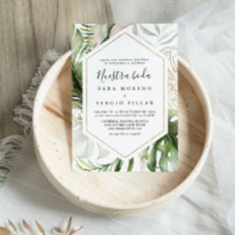 Invitación Boda de Nuestra Boda de Oro Geométrico Tropical Ve