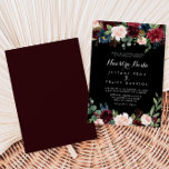 Invitación Boda de Nuestra Boda en el Botánico Rústico Negro<br><div class="desc">Esta rústica invitación botánica negra a nuestra boda boda boda boda es perfecta para un boda rústico. El diseño se caracteriza por un radiante de color burdeos,  rojo,  marino,  azul y rubor y unas bonitas flores pintadas a mano con un fondo negro que inspiran la belleza natural.</div>
