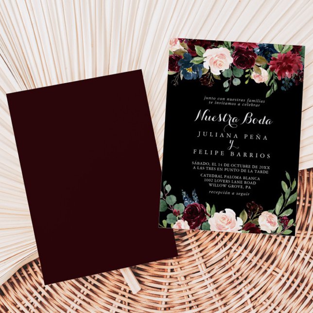 Invitación Boda de Nuestra Boda en el Botánico Rústico Negro (Subido por el creador)