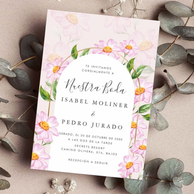 Invitación Boda de Nuestra Boda Española Rosa Beige (Subido por el creador)