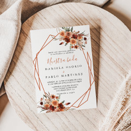 Invitación Boda de Nuestra Boda Floral Floral de otoño geomét