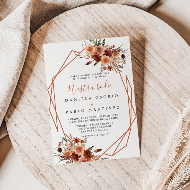 Invitación Boda de Nuestra Boda Floral Floral de otoño geomét (Subido por el creador)