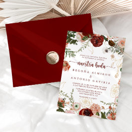 Invitación Boda de Nuestra Boda, florida floral de color rugi